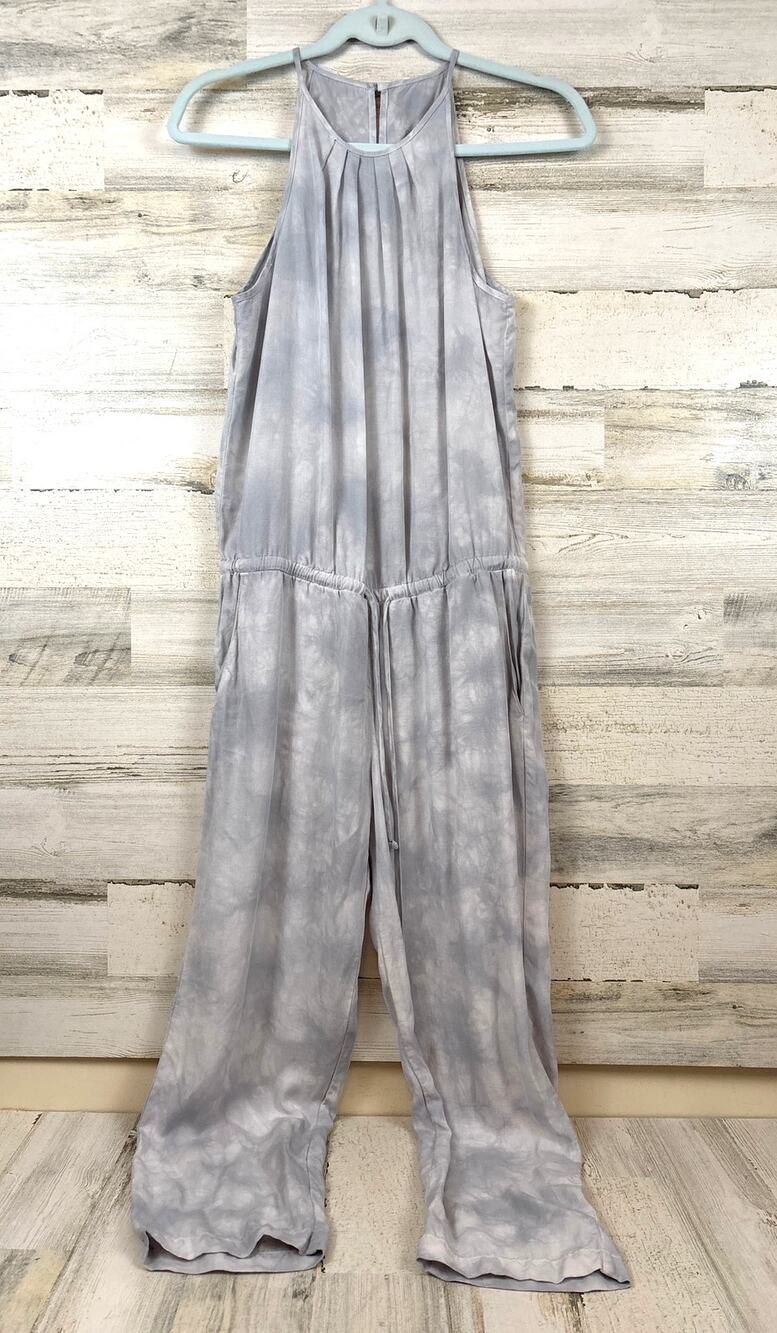 Anthropologie Cloth & Stone Womens XS White Blue Cloud Halter Jumpsuit NEW